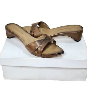 COSTUME NATIONAL Artic Patina Leather Sandals NIB Sz 6/36 Caffe Tan Taupe